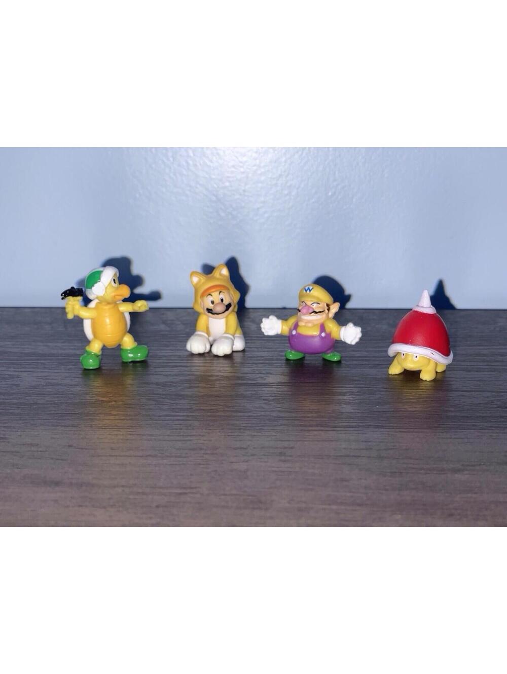 Super Mario Miniature PVC Figures 1.5” Hammer Bro, Mario Cat, Wario & Spike Turt